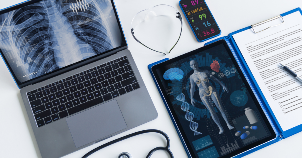Electronic Health Records EHR Systems showing Xray on screen