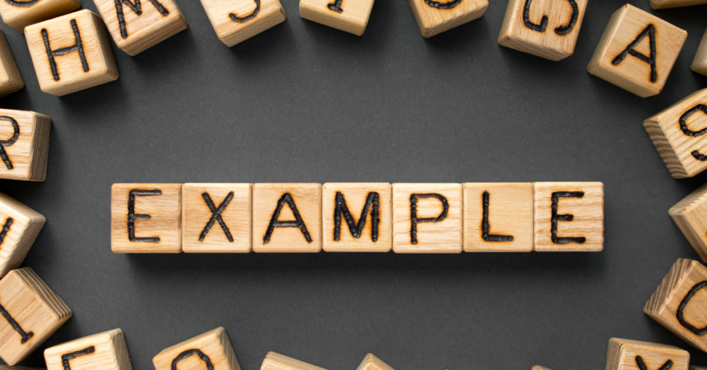 example of emr with the word example shown with wooden cubes