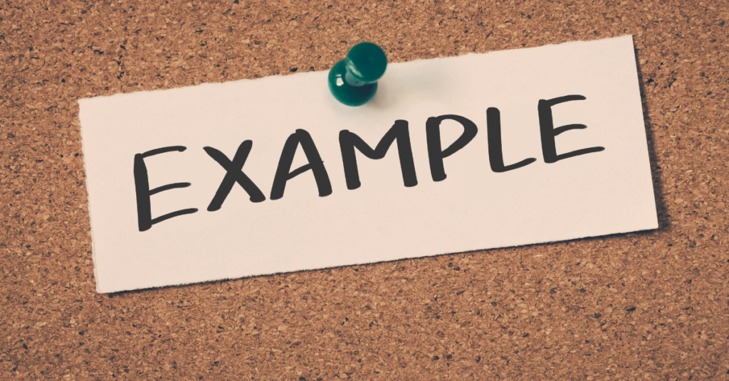 medical record example depicted by the word example pinned to a board